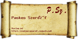 Paskes Szeráf névjegykártya